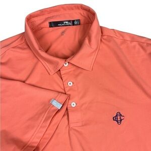Ralph‎ Lauren RLX Shirt Mens Large Orange Short Sleeve Polo Golf Wicking READ!